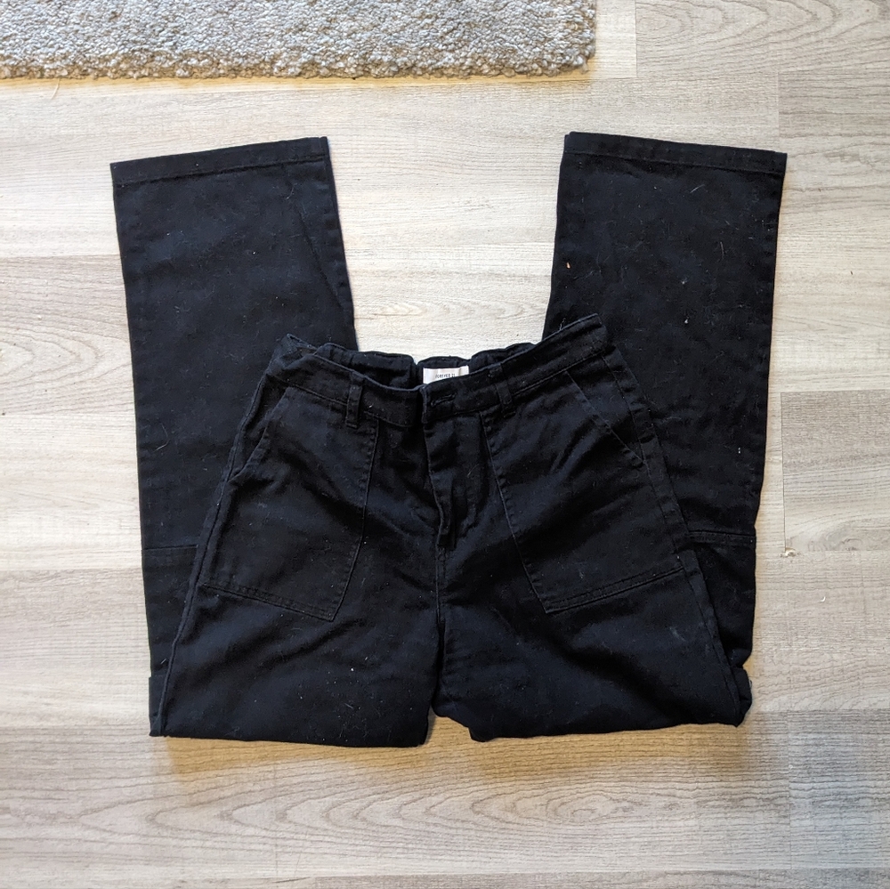 black high waisted straight leg cargo jeans - Picture 3 of 5